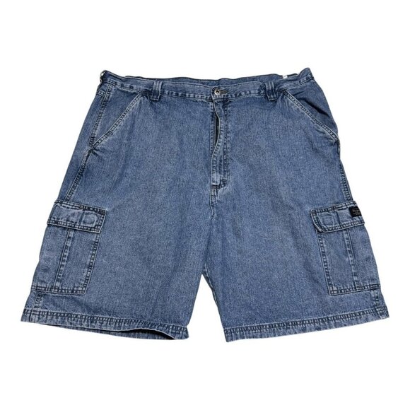 2000s‎ Wrangler Hero Cotton Blue Cargo Jean Shorts Men’s 42 - Picture 1 of 4
